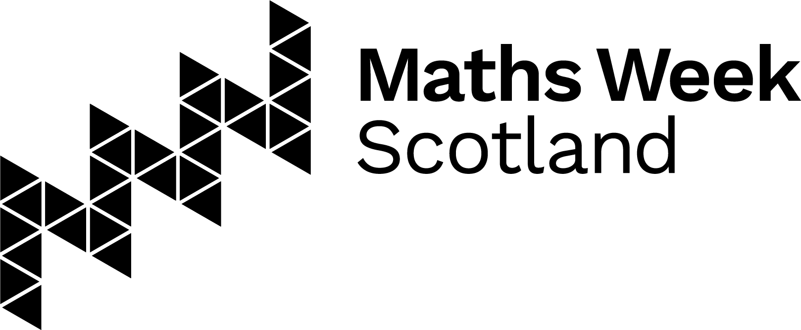 Logo saying "Maths Week Scotland" in black font and on a white background
